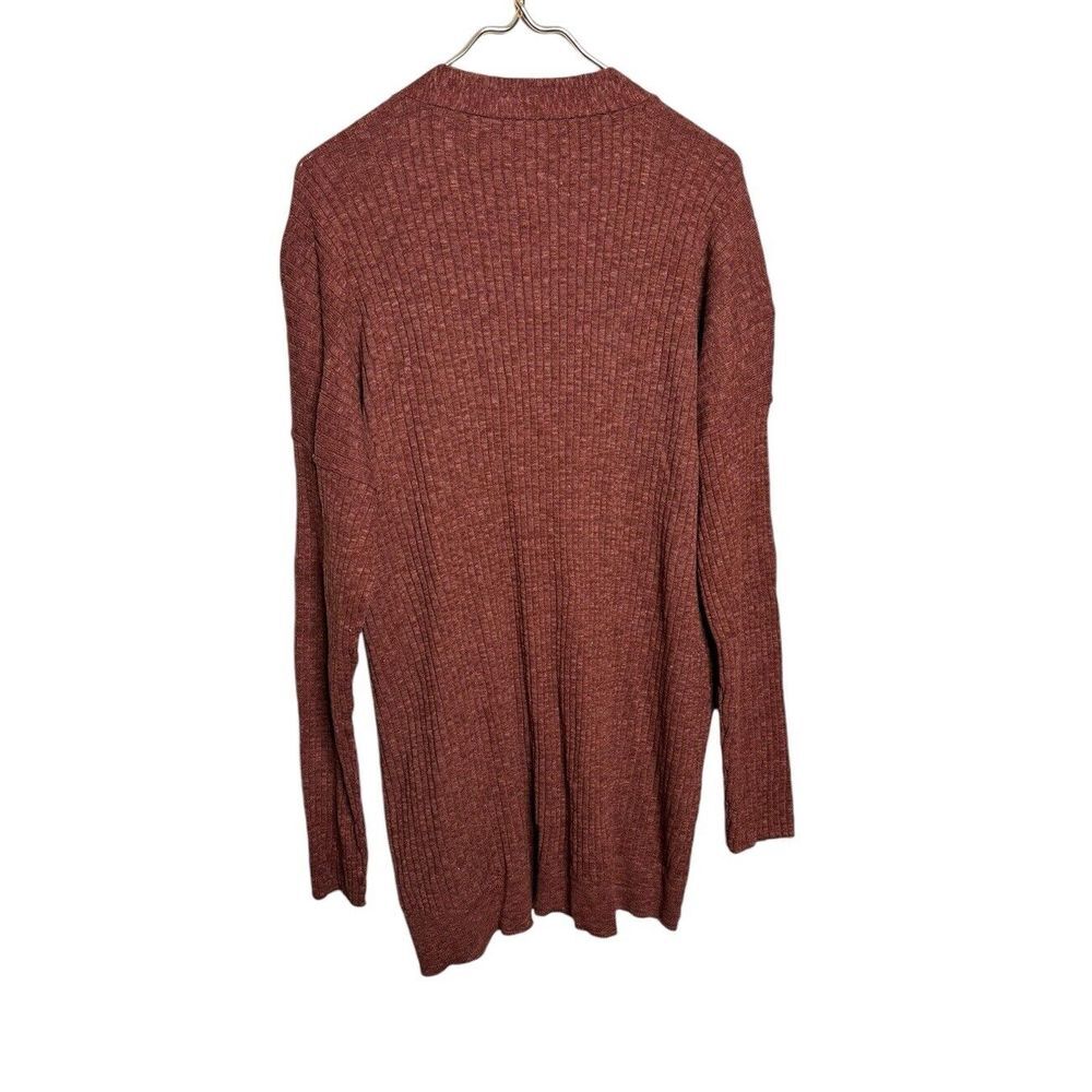 Free People Rust Red Ribbed Button-Up Cardigan - Picture 2 of 5